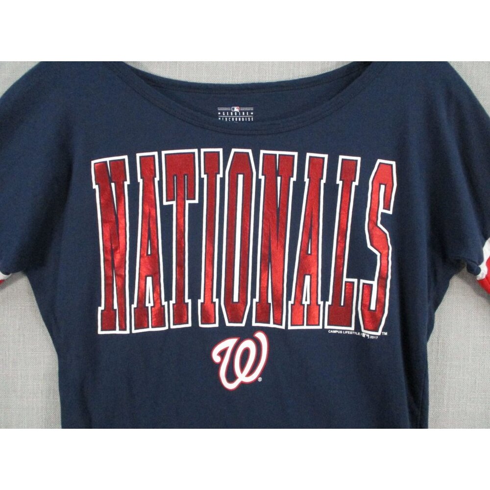 Washington Nationals Womens 3/4 Sleeve‎ Top M By Campus Lifestyle 100% Cotton - Picture 2 of 8